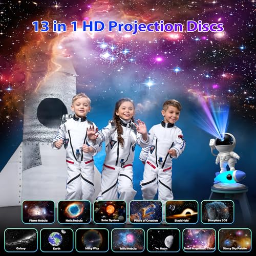 Astronaut Galaxy Projector with 12 HD Film Discs