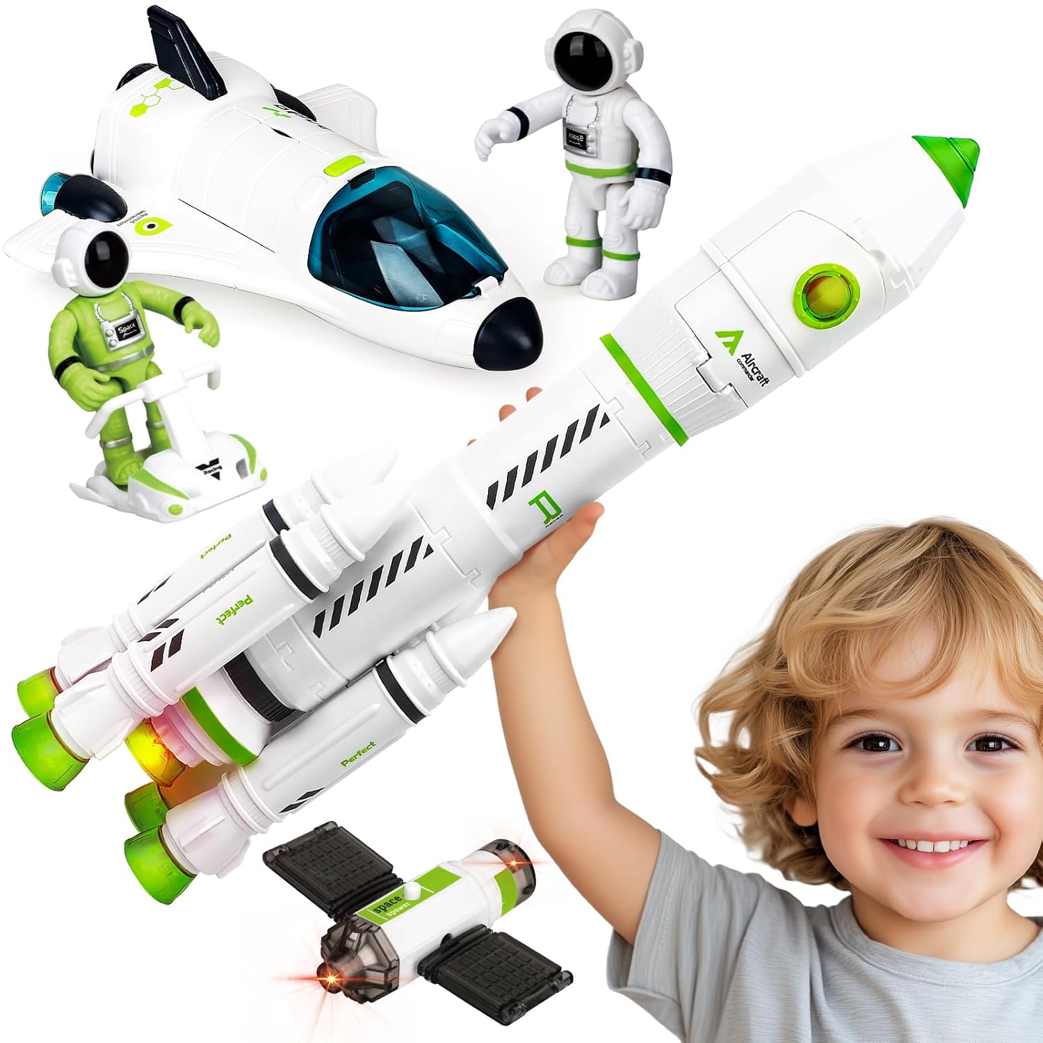 Space Rocket Toy Set with Space Station & Astronauts