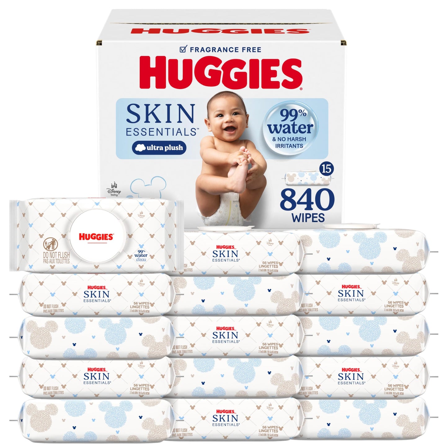 WaterWipes Sensitive+ Newborn & Baby Wipes, 3-In-1 Cleans, Cares, Protects, 99.9% Water, Unscented & Hypoallergenic, 720 Count (12 Packs)