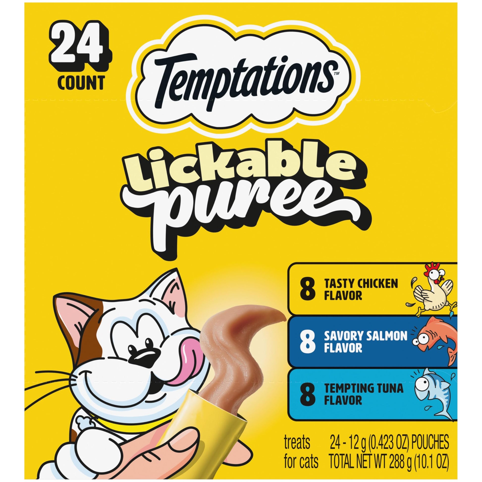INABA Churu Cat Treats, Lickable, Squeezable Creamy Purée Cat Treat with Green Tea Extract & Taurine, 0.5 Ounces Each Tube, 50 Tubes, Tuna & Chicken Variety