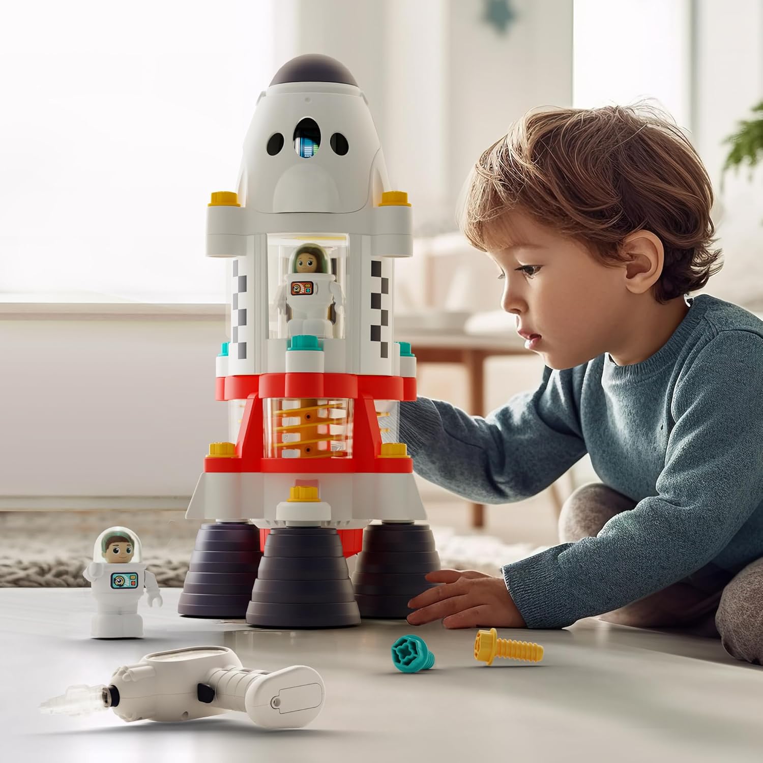 Take-Apart Rocket Space Toy with Astronaut Figures